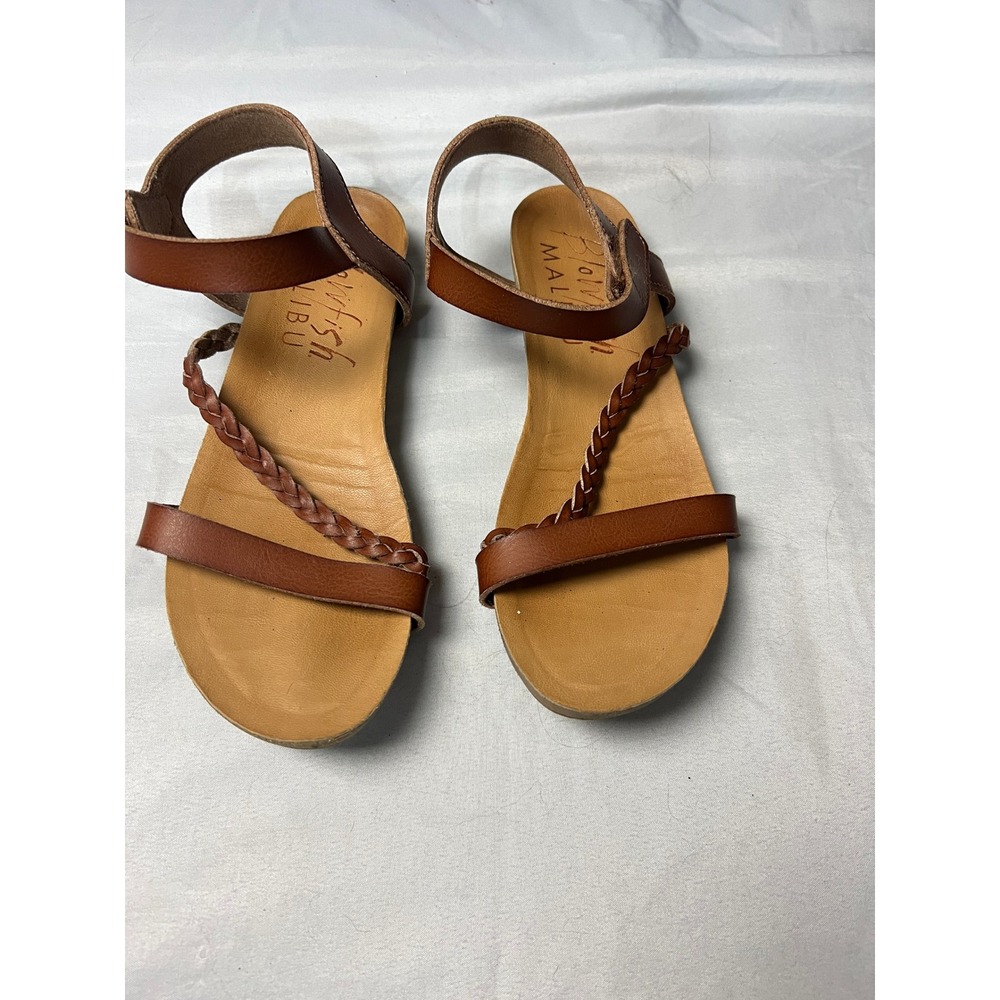 Blowfish Malibu Beachy Coastal Womens Brown Braided Strappy Flat Sandals Size 4